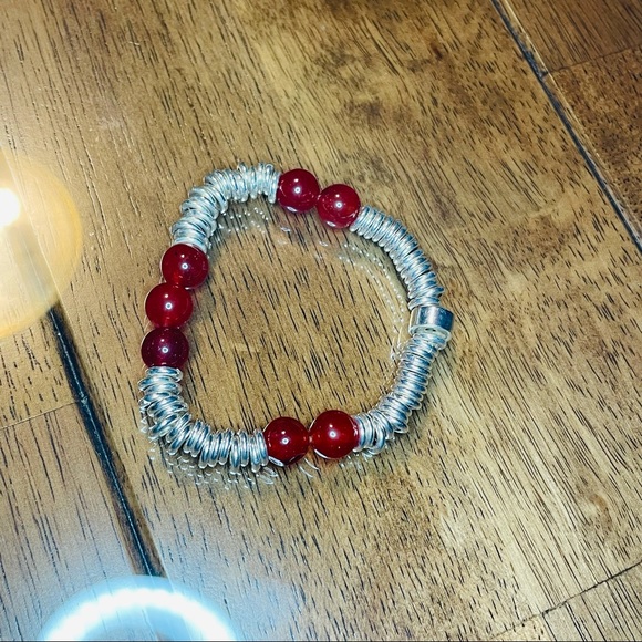 Sterling Silver and Red Coral Statement Bracelet - Picture 3 of 8